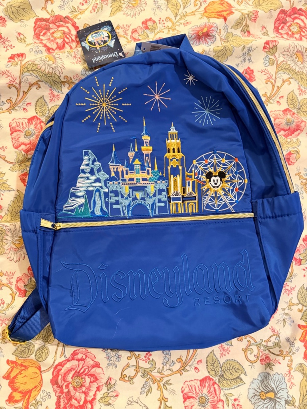 Disneyland Blue Embroidered Park Skyline Backpack